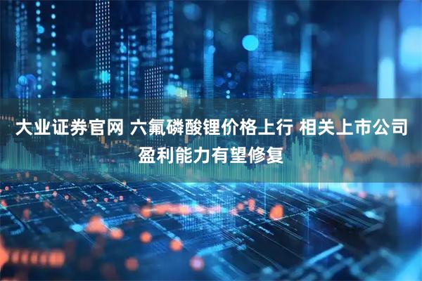 大业证券官网 六氟磷酸锂价格上行 相关上市公司盈利能力有望修复