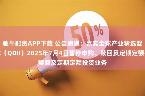 驰牛配资APP下载 公告速递：嘉实全球产业精选混合发起式（QDII）2025年7月4日暂停申购、赎回及定期定额投资业务